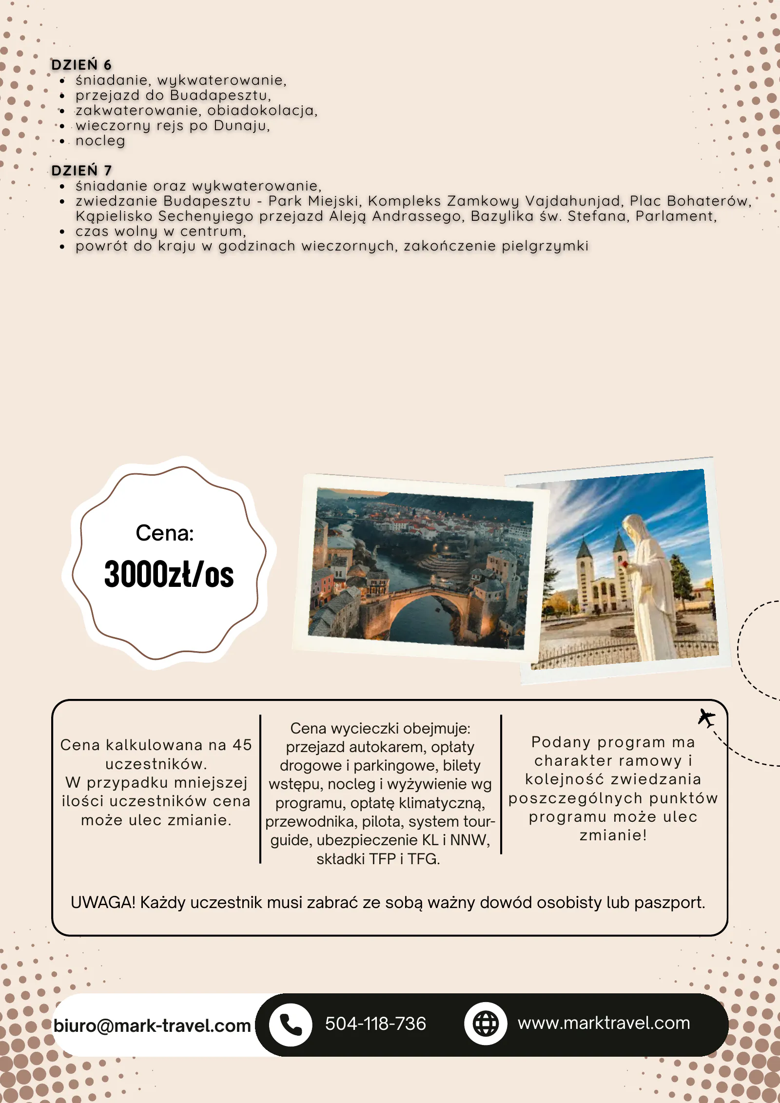 Pielgrzymka do Medjugorje 10–16.04.2027 – program, strona 2